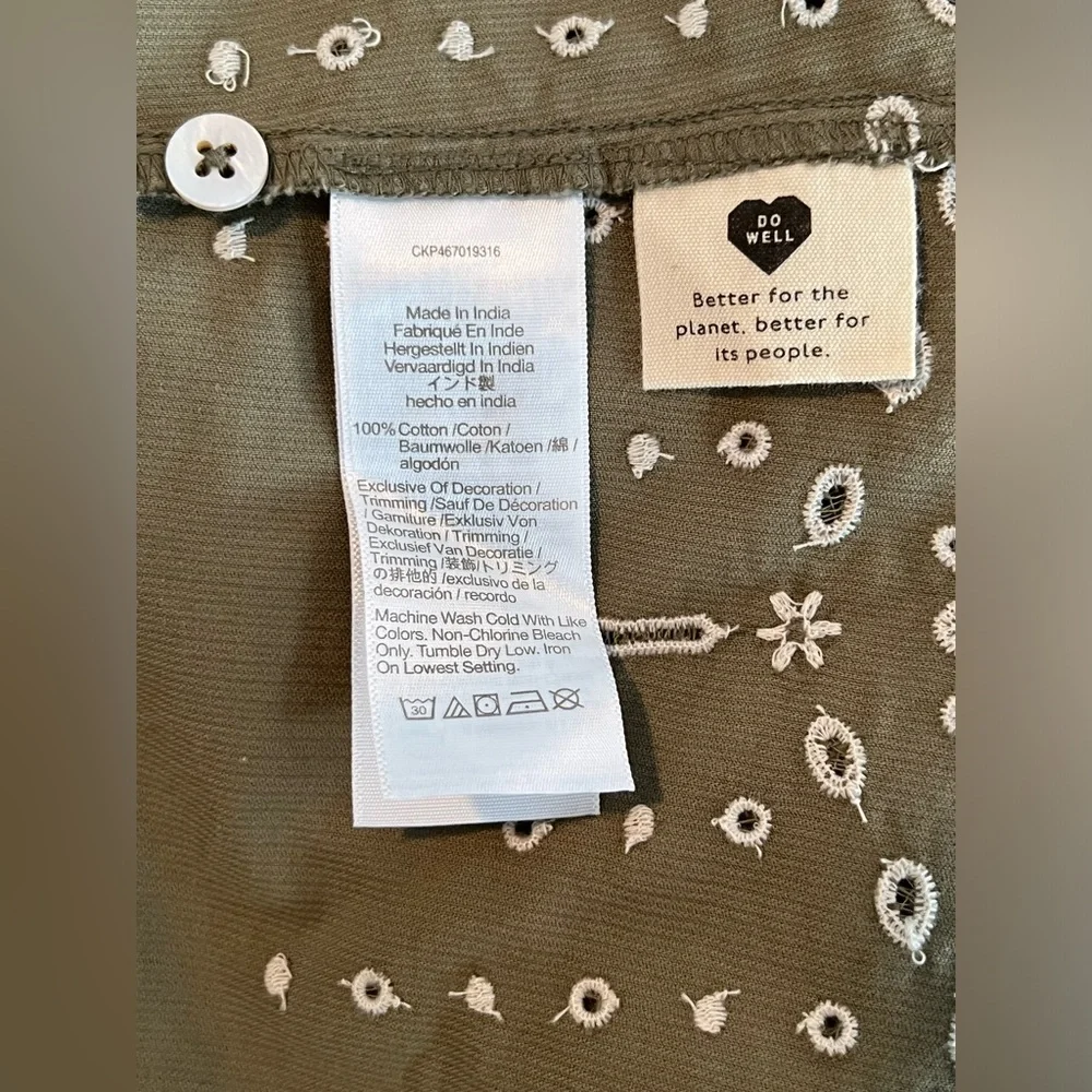 NWT Madewell Embroidered Corduroy Square-Neck Mini Dress - Green - Medium Petite - Picture 11 of 11